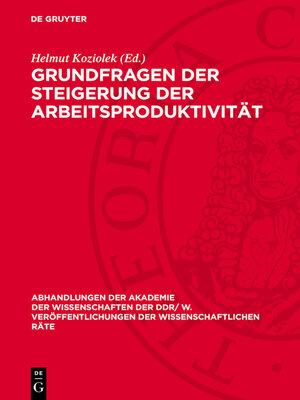 cover image of Grundfragen der Steigerung der Arbeitsproduktivität